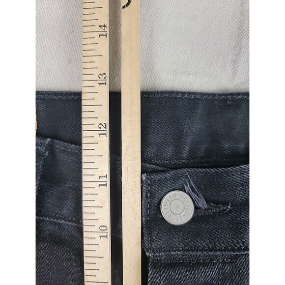 Levis 501 Jeans Mens 38x34 Straight Button Fly Black Cotton Mid Rise Distressed - Picture 7 of 16